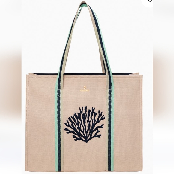 Spartina 449 Cream and Black Coral Tote - Picture 10 of 10